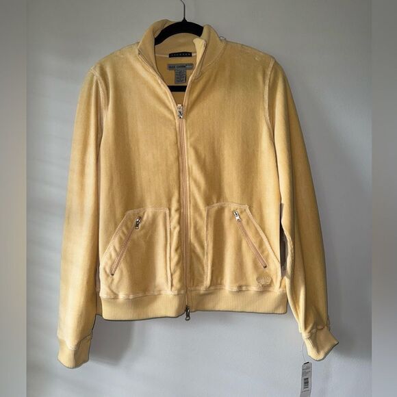 NWT Oleg Cassini Sport Butter Yellow Zip-Up Jacket Size Medium - Picture 1 of 6